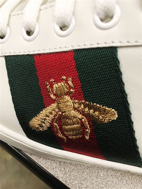 gucci bee sneakers on feet|Gucci bedazzled sneakers.